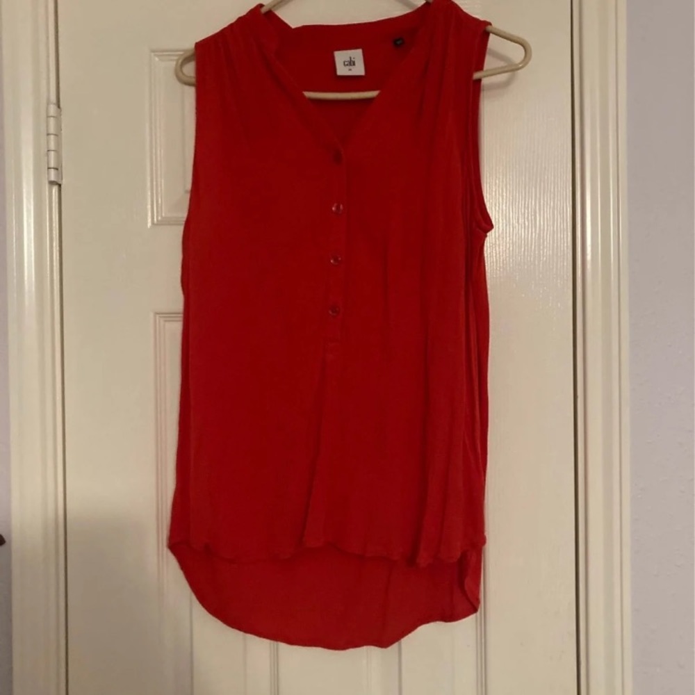 Cabi Orange Button down sleeveless shirt